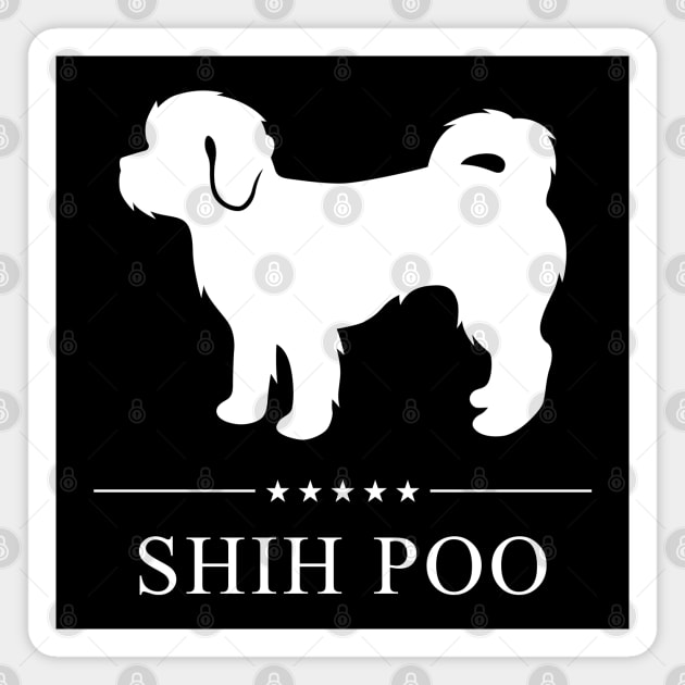 Shih Poo Dog White Silhouette Magnet by millersye